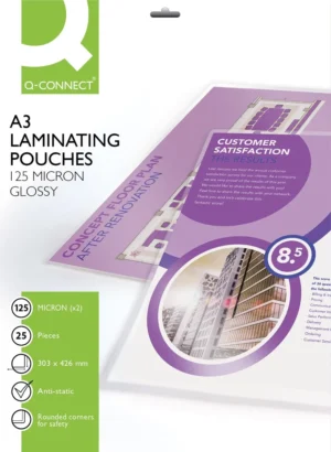 Q-CONNECT lamineeretui A3 2x 125 micron 25 stuks — toebehoren voor lamineermachines