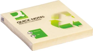 Q-CONNECT Quick Notes Recycled, ft 76 x 76 mm, 100 vel, geel — gerecycleerde notes