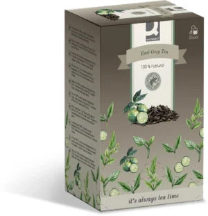 Q-CONNECT thee, earl grey, zakje van 1,5 g, doos van 20 zakjes — drank en eetwaren