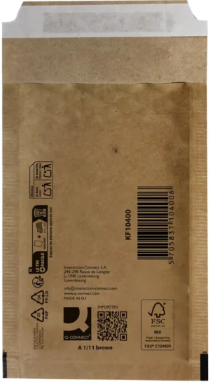 Q-CONNECT luchtkussenenveloppen, bruin, 1-A, 120 x 175 mm, doos van 200 stuks — beschermingsenvelop