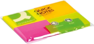 Q-CONNECT Quick Notes, ft 38 x 51 mm, 50 vel, pak van 4 blokken in neonkleuren — gekleurde notes