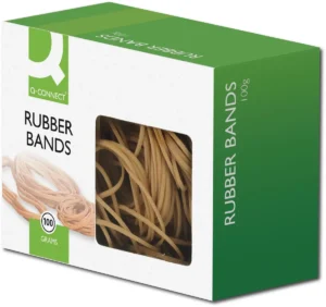 Q-CONNECT elastieken, breedte 1,5 mm, lengte 80 mm, nr 18, doosje van 100 g