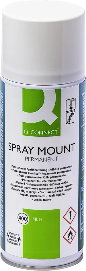 Q-CONNECT Quick Mount spray, permanent, spuitbus van 400 ml — secondelijm