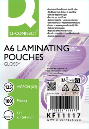 Q-CONNECT lamineeretui, A6, 125 micron, doos van 100 stuks — toebehoren voor lamineermachines
