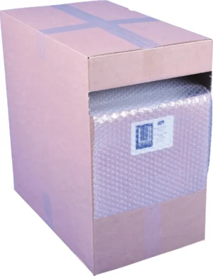 Q-CONNECT luchtkussenfolie, in dispenserdoos, 28,5 cm x 50 meter, transparant — verpakkingstoebehoren