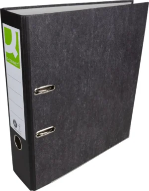 Q-CONNECT ordner, voor ft A4, uit karton, rug van 8 cm, gewolkt zwart — ordners uit karton