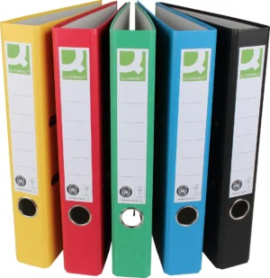 Q-CONNECT ordner, voor ft A4, uit Recycolor papier, rug van 5 cm, geassorteerde kleuren — ordners uit karton