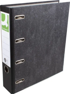 Q-CONNECT ordner, voor ft A4, gewolkt, dubbel, rug van 8 cm, zwart — ordners uit karton