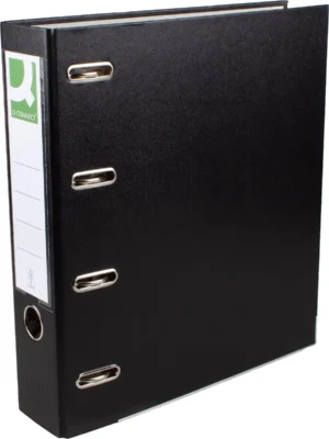 Q-CONNECT ordner, voor ft A4, uit PP en papier, dubbel, rug van 8 cm zwart — ordners uit karton