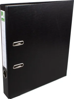 Q-CONNECT ordner, voor ft A4, uit PP en papier, met beschermrand, rug van 5 cm, zwart — ordners uit karton