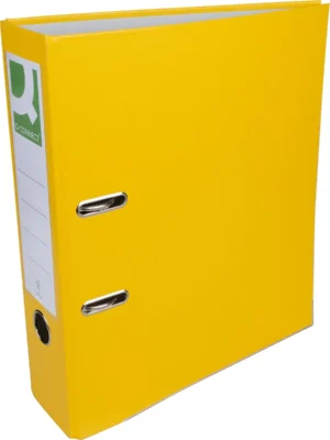 Q-CONNECT ordner, voor ft A4, uit PP en papier, met beschermrand, rug van 8 cm, geel — ordners uit karton