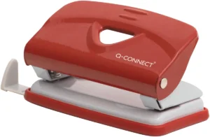 Q-CONNECT Light Duty perforator, metaal, 10 blad, rood — 2-gaats perforators
