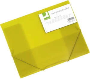 Q-CONNECT elastomap, A4, 3 kleppen en elastieken, transparant PP, geel — elastomappen uit kunststof