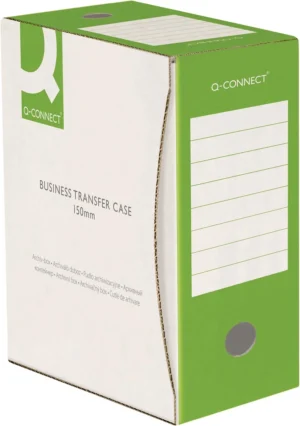 Q-CONNECT archiefdoos, A4, rug 15 cm, in karton van 400 g/m², wit-groen