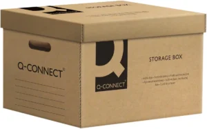 Q-CONNECT containerdoos, met deksel, formaat: 51,5 x 30,5 x 35 cm, grijs — archiefdoos