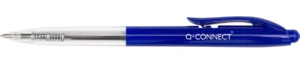 Doos met 20 Q-CONNECT The Clicker balpennen in blauw met intrekbare punt