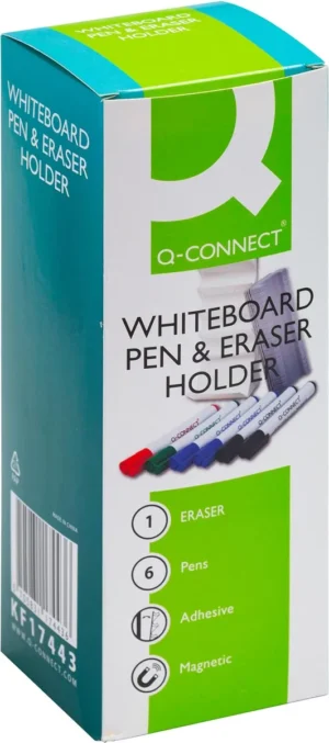Q-CONNECT zelfklevende accessoirehouder voor whiteboard met zes markers en een wisser