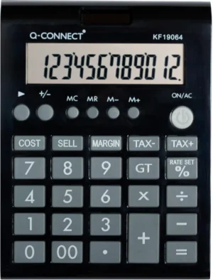 Q-CONNECT bureaurekenmachine KF19064, 12 cijfers, zwart — bureaurekenmachines zonder telrol