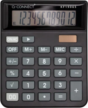 Q-CONNECT bureaurekenmachine KF19065, 12 cijfers, zwart — bureaurekenmachines zonder telrol