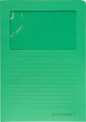 Q-CONNECT L-map met venster, 120 g/m², A4, pak van 100 stuks, groen — l-mappen uit karton