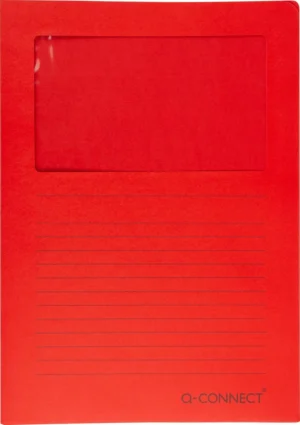 Q-CONNECT L-map met venster, 120 g/m², A4, pak van 100 stuks, rood — l-mappen uit karton