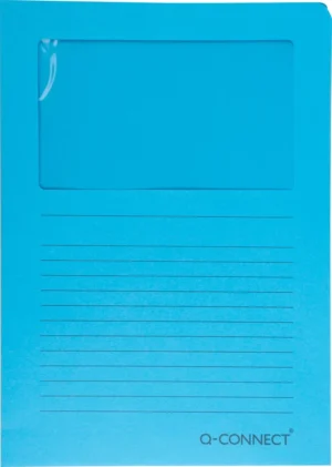 Q-CONNECT L-map met venster, 120 g/m², A4, pak van 100 stuks, blauw — l-mappen uit karton