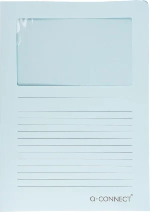 Q-CONNECT L-map met venster, 120 g/m², A4, pak van 100 stuks, lichtblauw — l-mappen uit karton