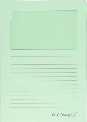 Q-CONNECT L-map met venster, 120 g/m², A4, pak van 100 stuks, lichtgroen — l-mappen uit karton