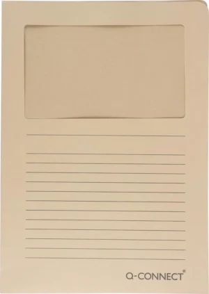 Q-CONNECT L-map met venster, 120 g/m², A4, pak van 100 stuks, kraft — l-mappen uit karton