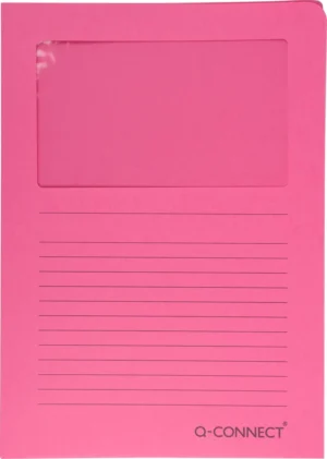 Q-CONNECT L-map met venster, 120 g/m², A4, pak van 100 stuks, roze — l-mappen uit karton