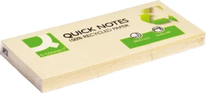 Q-CONNECT Quick Notes Recycled, ft 38 x 51 mm, 100 vel, pak van 3 blokken, geel — gerecycleerde notes
