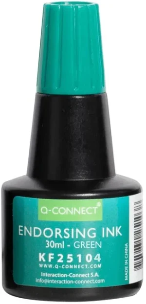 Q-CONNECT stempelinkt, flesje van 28 ml, groen — stempelkussens en -inkten