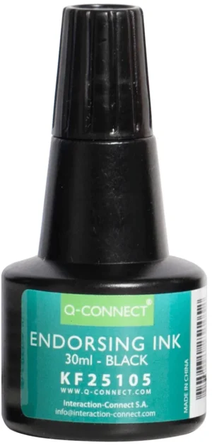Q-CONNECT stempelinkt, flesje van 28 ml, zwart — stempelkussens en -inkten