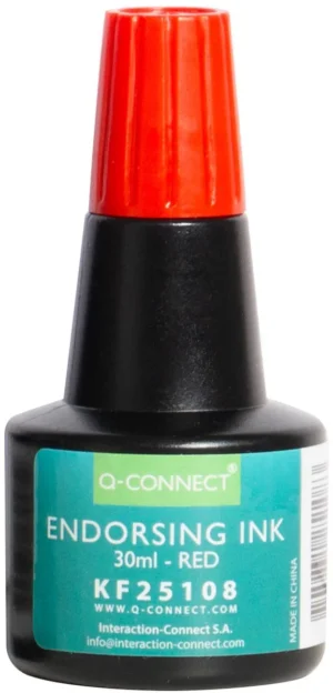 Q-CONNECT stempelinkt, flesje van 28 ml, rood — stempelkussens en -inkten