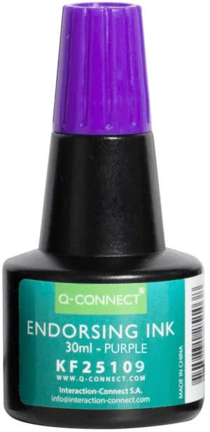 Q-CONNECT stempelinkt, flesje van 28 ml, violet — stempelkussens en -inkten