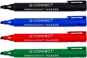 Q-CONNECT permanente marker, 2-5 mm, schuine punt, geassorteerde kleuren, etui van 4 stuks — detail 2