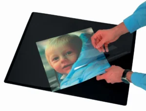 Q-CONNECT onderlegger, ft 65 x 50 cm, zwart, met folie — bureau-onderlegger