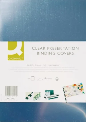 Q-CONNECT omslagen, ft A4, PVC, 200 micron, pak van 100 stuks, transparant — detail 2