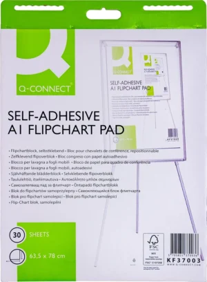 Q-CONNECT flip-overblok, zelfklevend, ft 63,5 x 78 cm, 30 vel — toebehoren voor flipcharts