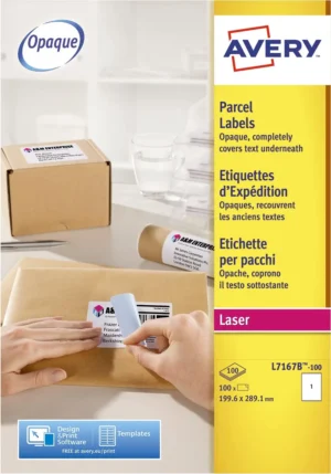 Avery L7167B-100 BlockOut zelfklevende etiketten QuickPeel, ft 199,6 x 289,1 mm (b x h), 100 etiketten — laseretiket