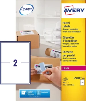 Avery L7168B-100 BlockOut zelfklevende etiketten QuickPeel, ft 199,6 x 143,5 mm (b x h), 200 etiketten — detail 2
