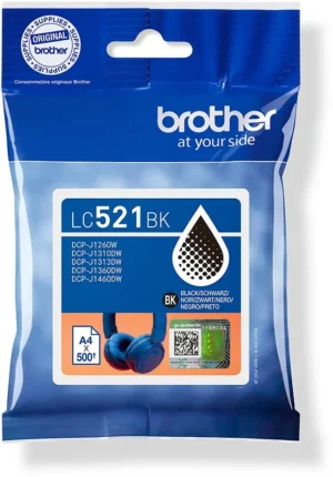 Brother inktcartridge, 500 pagina's, OEM LC-521BK, zwart