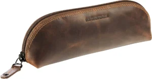 Maverick lederen pennenzak, ovaal, bruin — pennenzakje
