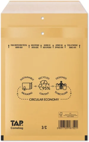 Comebag luchtkussenenveloppen, ft 150 x 215 mm, met stripsluiting, bruin, doos van 100 stuks — beschermingsenvelop