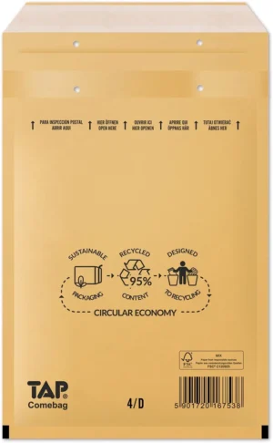 Comebag luchtkussenenveloppen, ft 180 x 265 mm, met stripsluiting, bruin, doos van 100 stuks — beschermingsenvelop