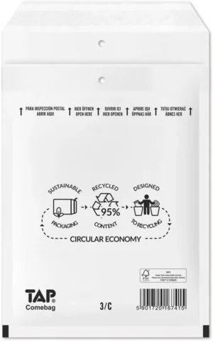 Comebag luchtkussenenveloppen, ft 150 x 215 mm, met stripsluiting, wit, doos van 100 stuks — beschermingsenvelop