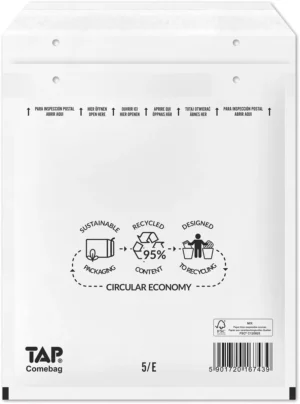 Comebag luchtkussenenveloppen, ft 180 x 265 mm, met stripsluiting, wit, doos van 100 stuks — beschermingsenvelop