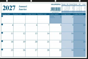 Aurora Monthly, 2027 — mementokalender 2027