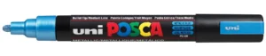 Uni POSCA paintmarker PC-5M in blauw metaal met ronde punt van 1,8 tot 2,5 mm