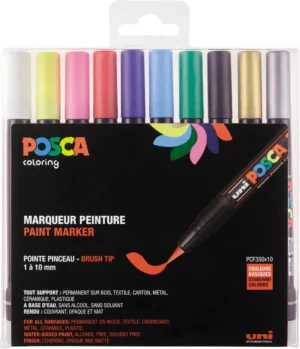 Etui met tien Posca PCF-350 paintmarkers in geassorteerde kleuren
